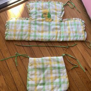 Vtg 60s Highchair Pad Seat Cushion Green Yellow Puppy Dog Floppy Ear Anthromorph